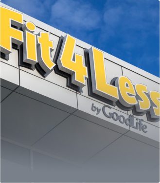 Fit4Less sign on the outside of a club